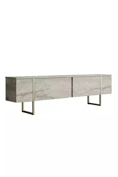 TV-bänk Hanah Home Luxe Travertin Guld Spånskiva 180x30x50 cm - TV-bänkar - 8684282970439 - 1