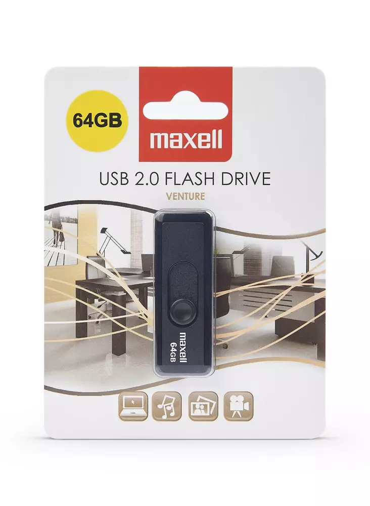 Muistitikku USB 64GB Maxell Venture - USB-minnen - 4902580723439 - 1